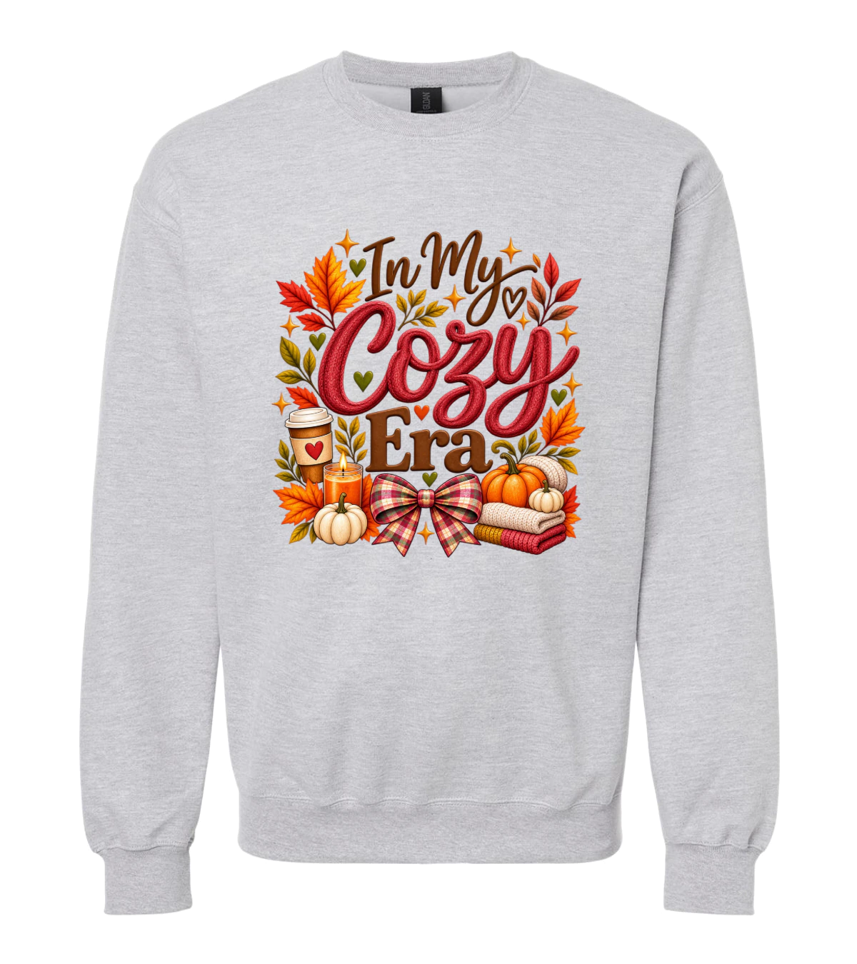 front preview of In My Cozy Era on Sport Gray Crewneck sweatshirt
