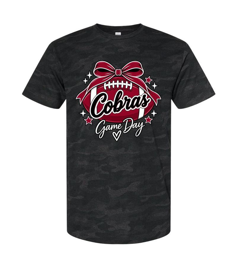 front view of Cobras Game Day on Storm Camo LAT 6901 Unisex Fine Jersey T-Shirt
