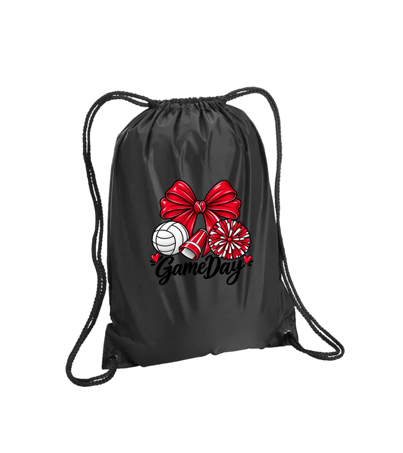 front view of Game Day Drawstring Bag on Black Liberty Bags 8881 Boston Drawstring Backpack