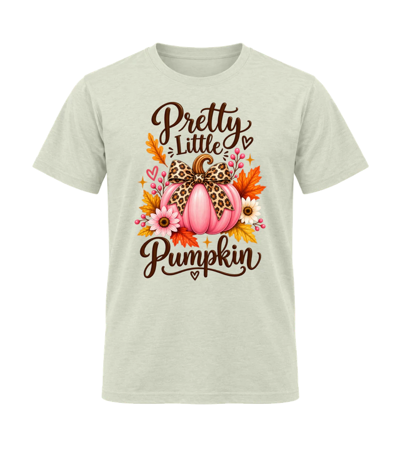 front view of Pretty Little Pumpkin on Natural Gildan 64000 Softstyle Shirt