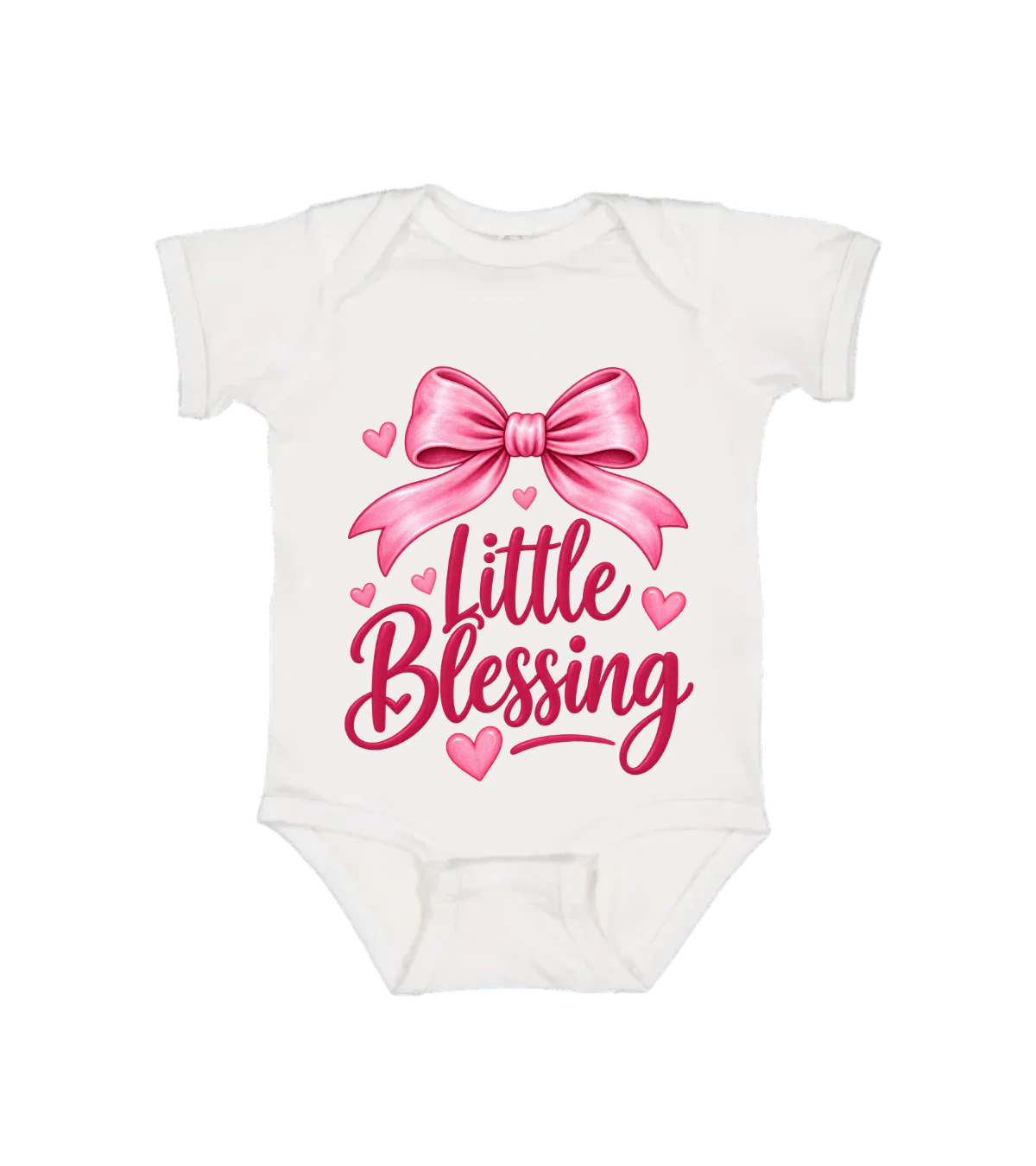 front preview of Little Blessing Onesie on White Infant bodysuit