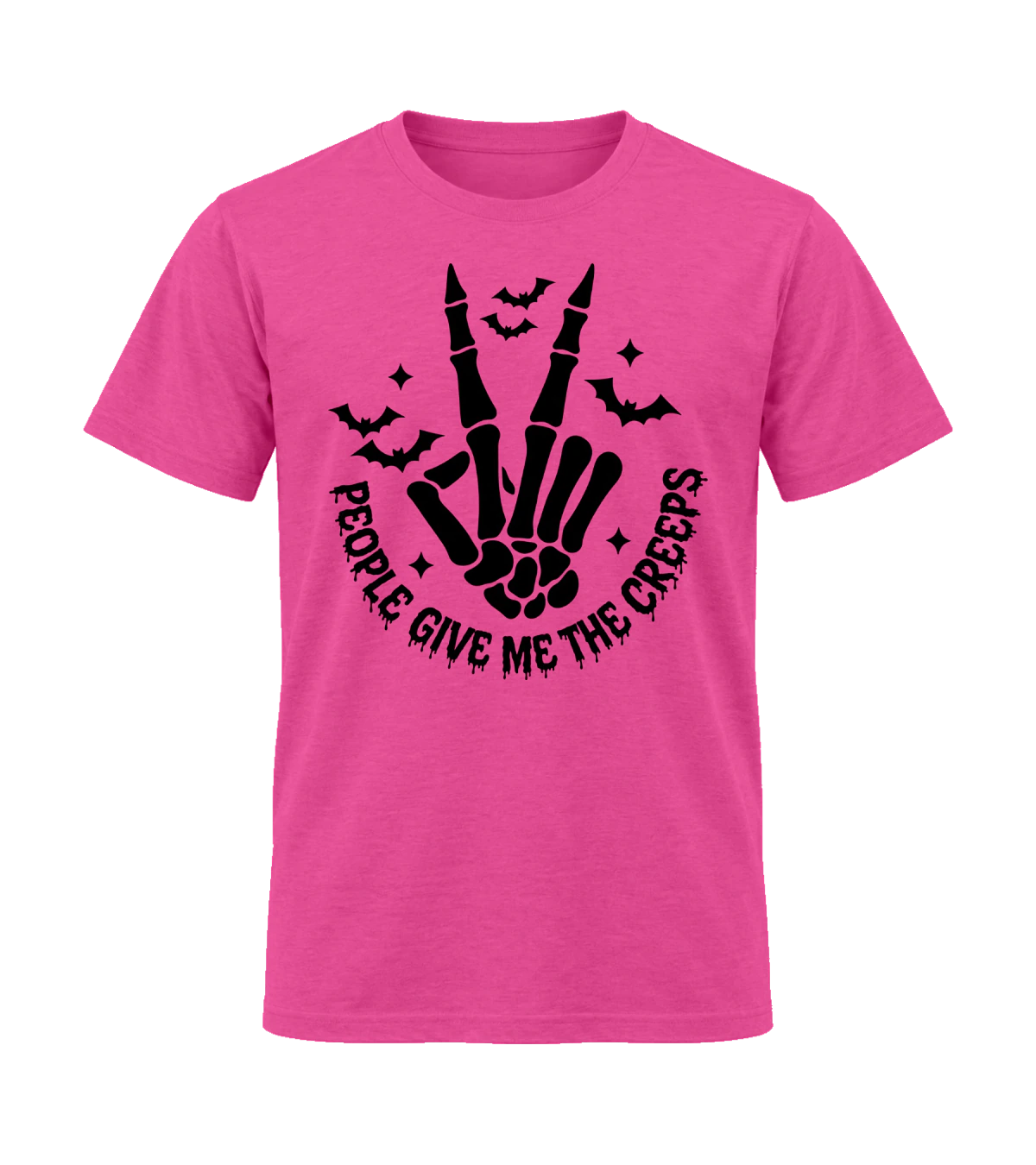 front preview of People Give Me The Creeps on Heliconia T-shirt