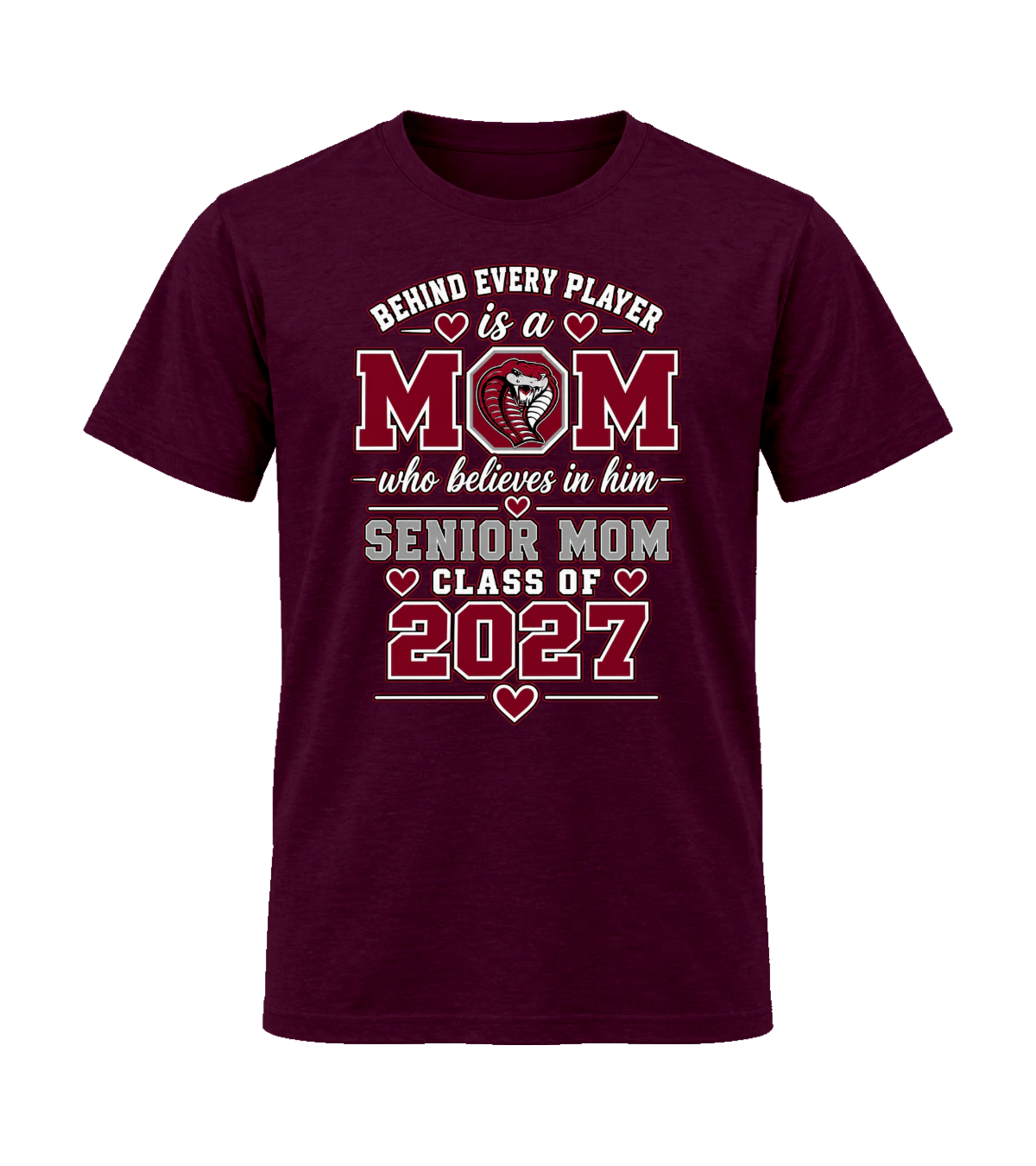 front preview of Senior Football Mom on Maroon T-shirt
