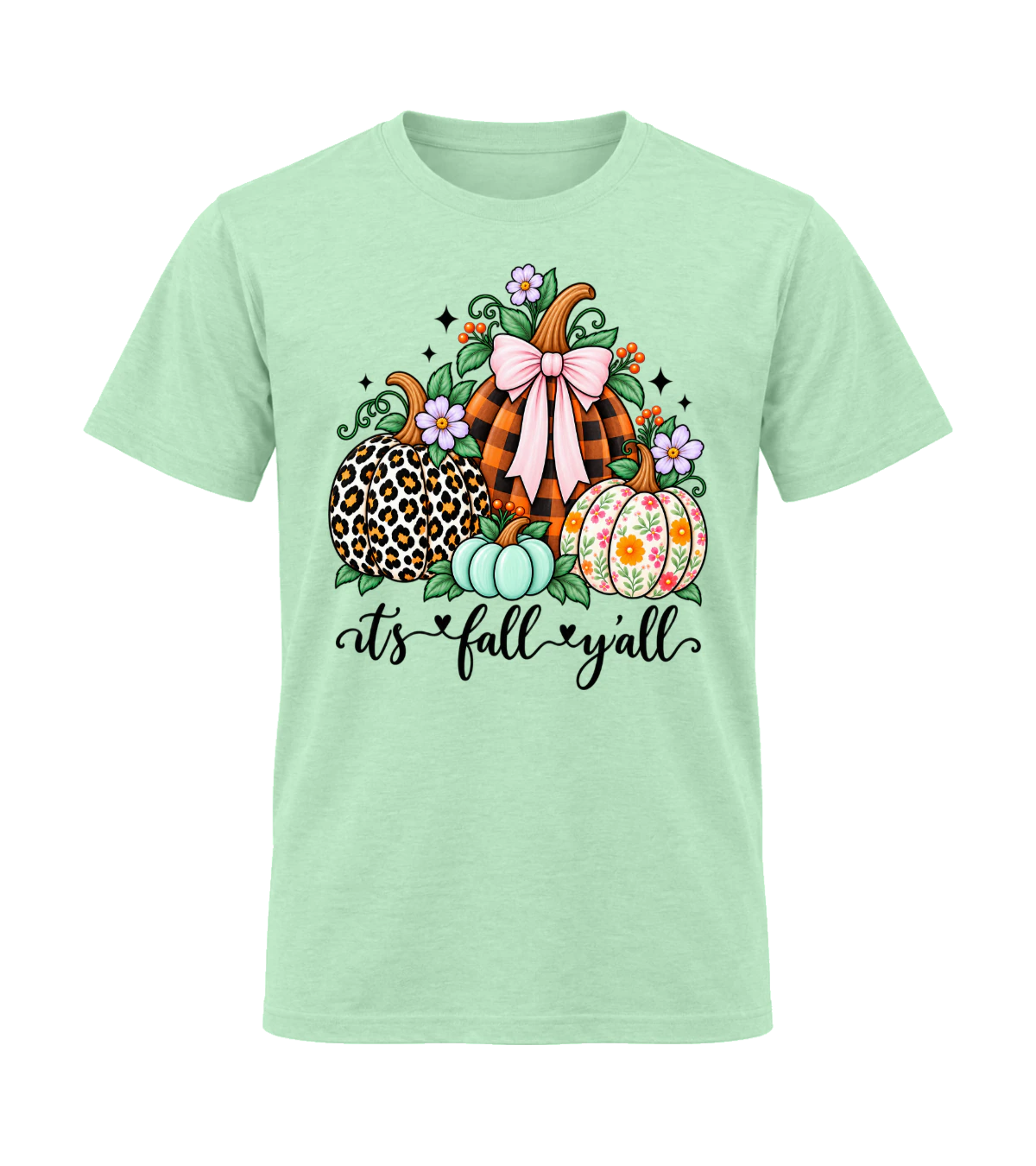 front preview of It's Fall Y'all on Mint Green T-shirt
