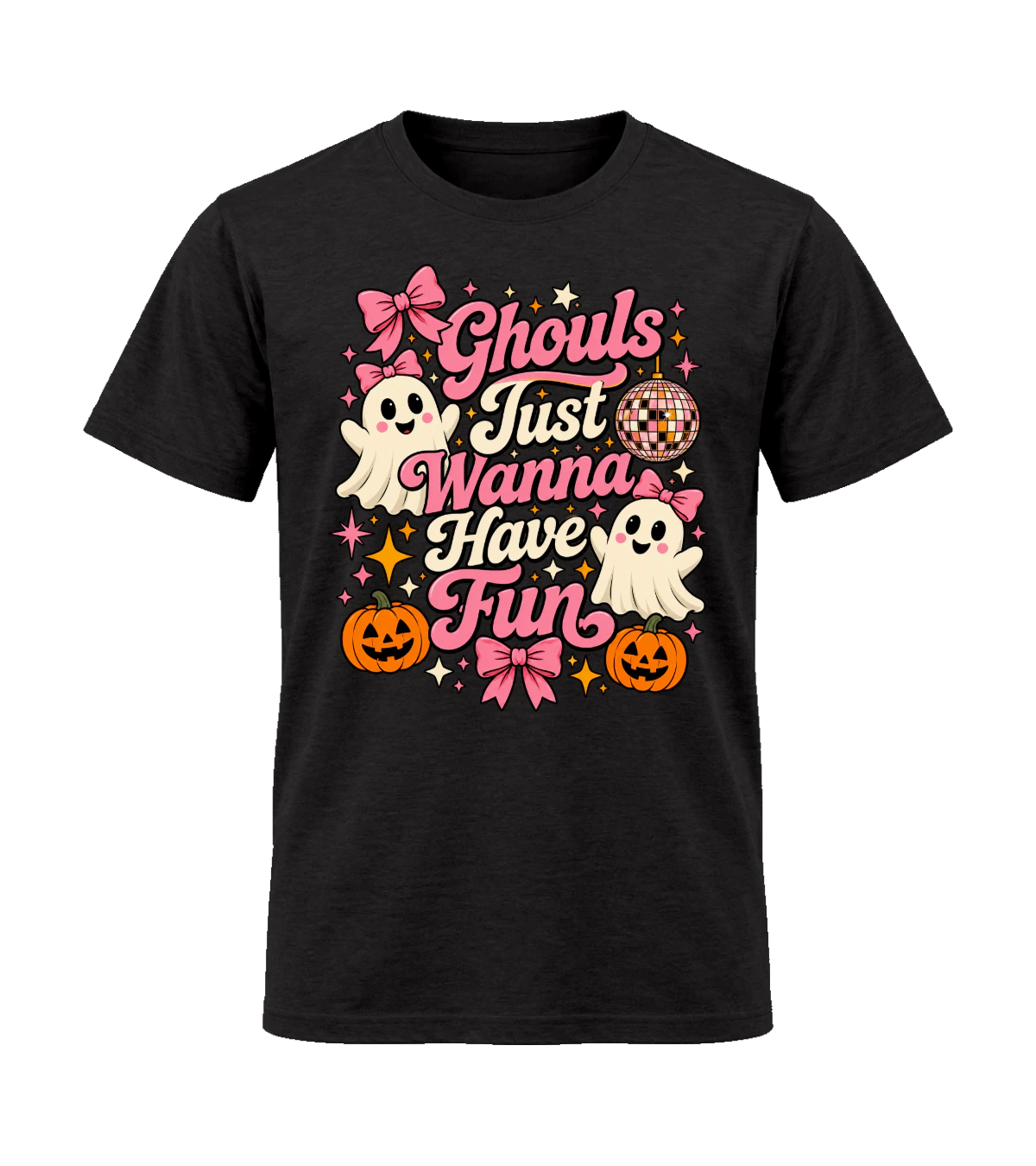 front preview of Ghouls Just Wanna Have Fun on Black T-shirt