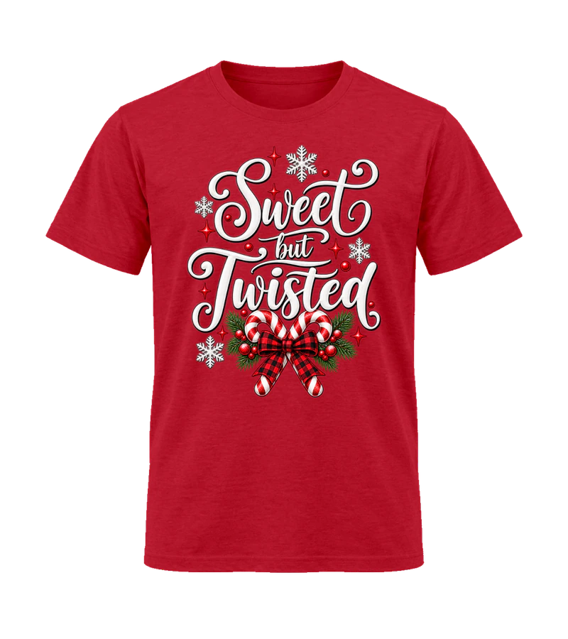 front view of Sweet But Twisted on Red Gildan 64000 Softstyle Shirt