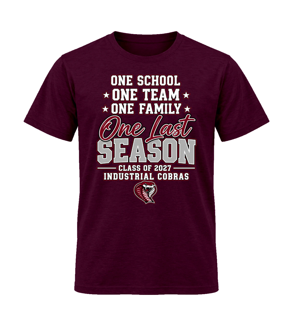 front preview of One Last Season on Maroon T-shirt