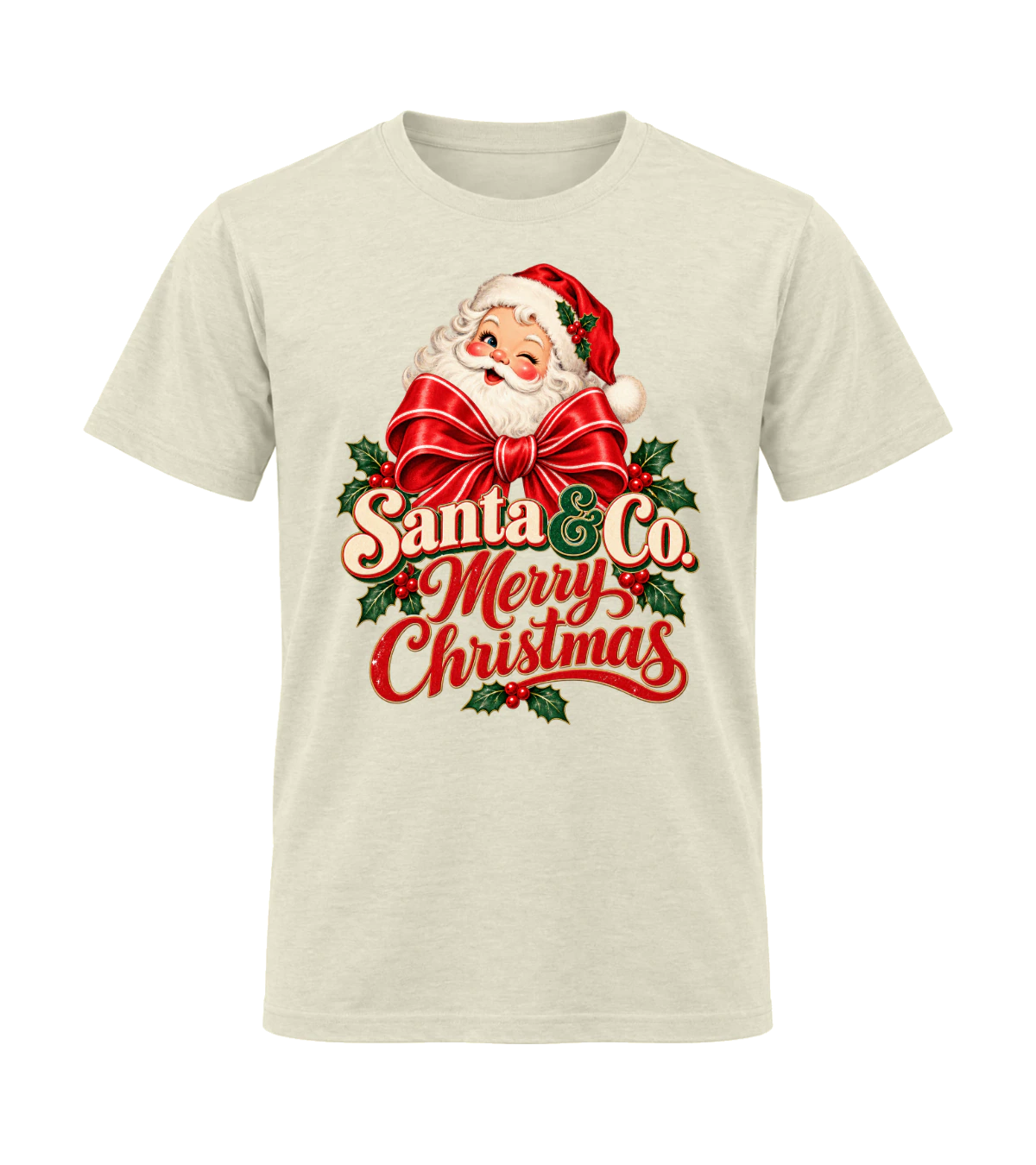 front preview of Santa & Co. Merry Christmas on Off White T-shirt
