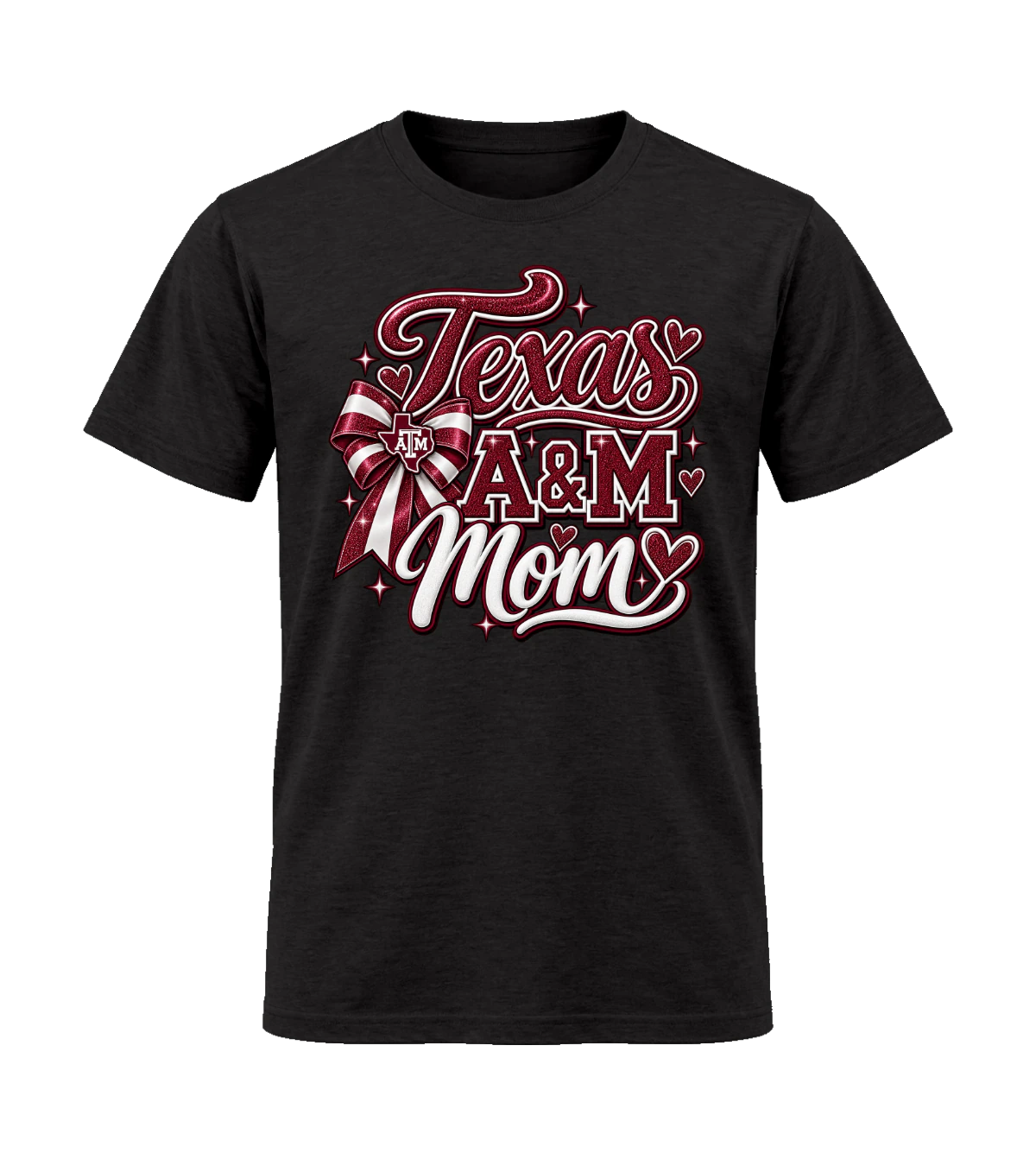front preview of Texas A&M Mom on Black T-shirt