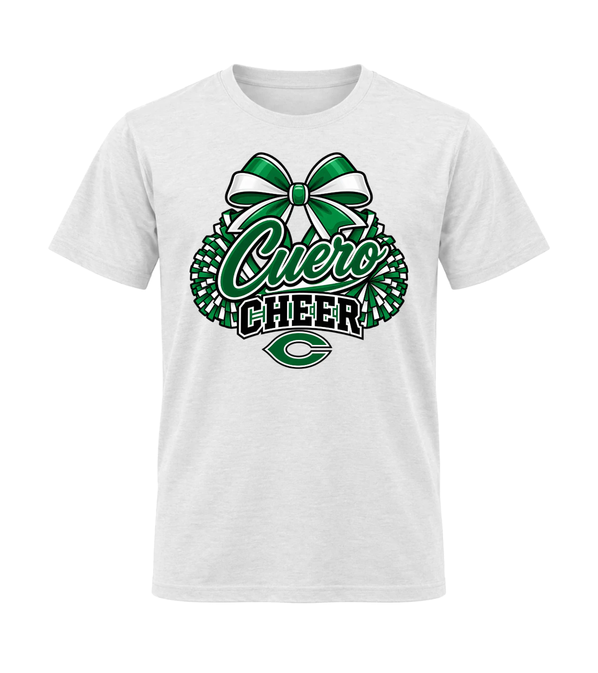 front preview of Cuero Cheer on White T-shirt