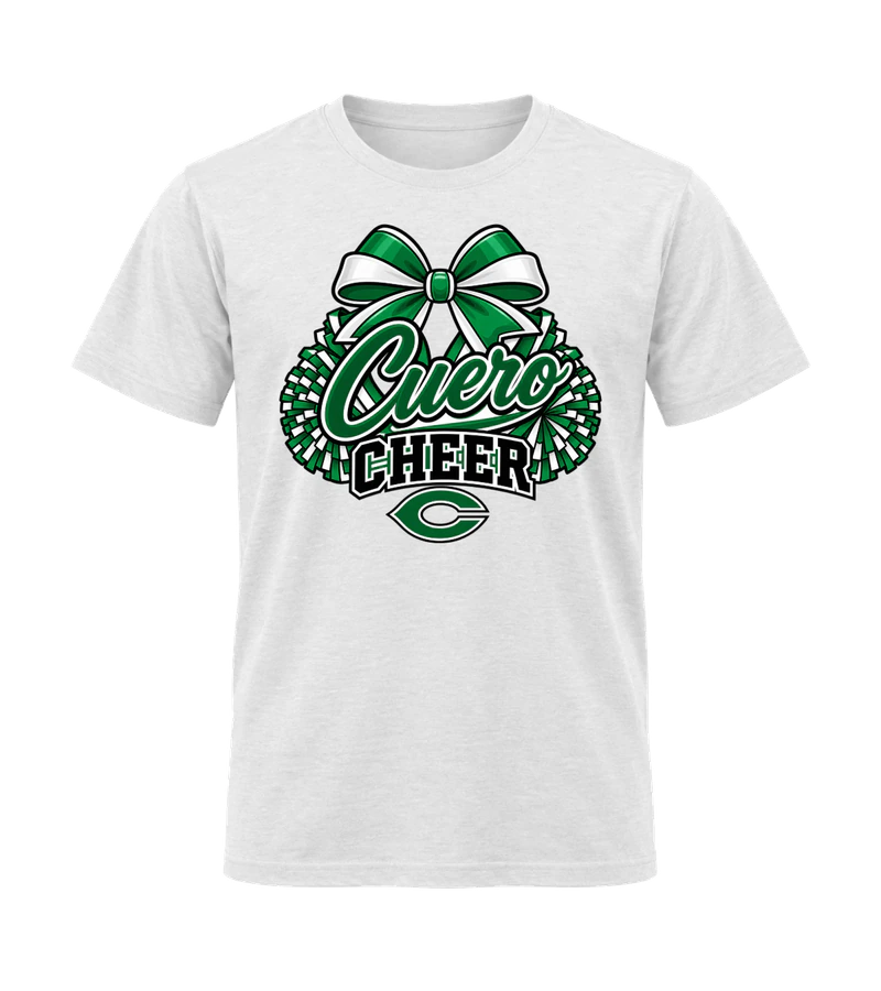 front view of Cuero Cheer on White Gildan 64000 Softstyle Shirt
