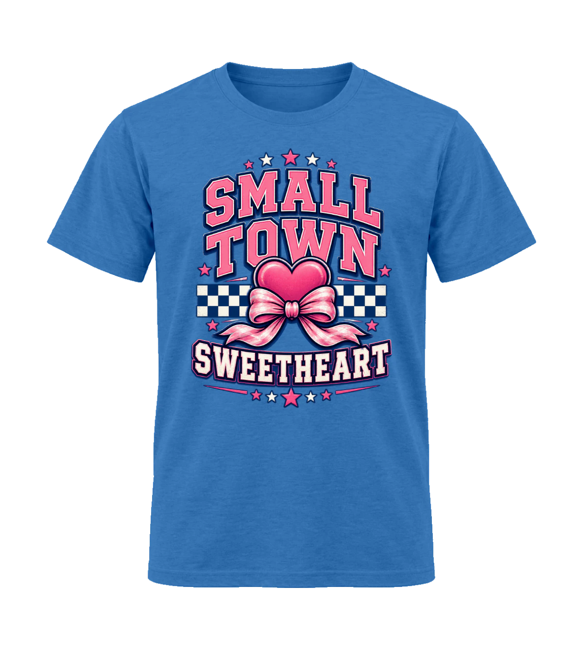 front preview of Small Town Sweetheart on Royal T-shirt