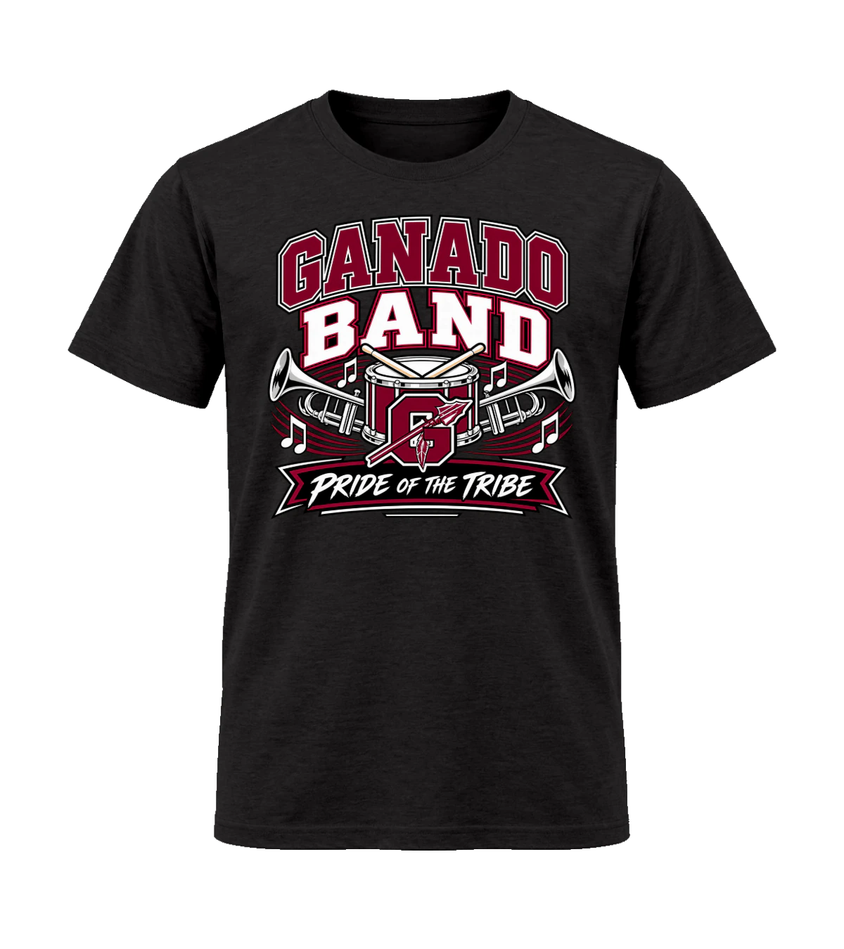 front preview of Ganado Band Pride of The Tribe on Black T-shirt