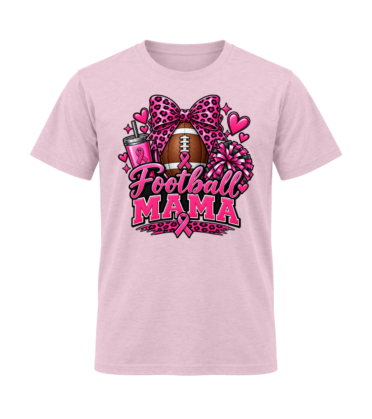front preview of Football Mama on Light Pink T-shirt