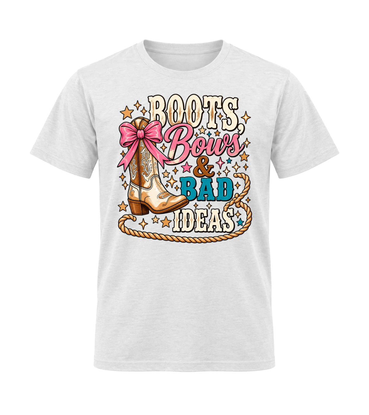 front preview of Boots & Bows on White T-shirt