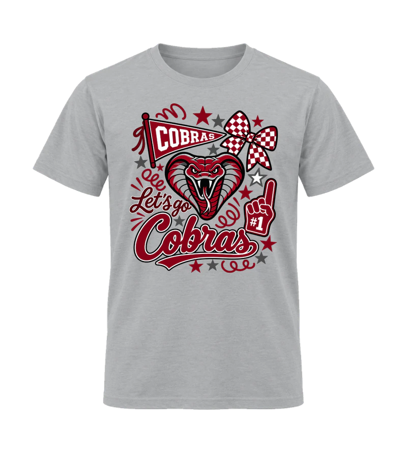 front view of Cobras #1 on Sport Gray Gildan 64000 Softstyle Shirt