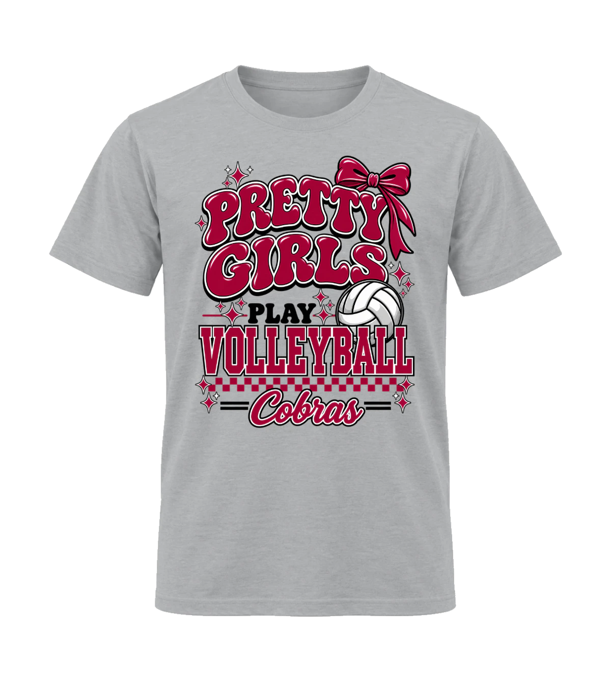 front preview of Pretty Girls Play Volleyball on Sport Gray T-shirt