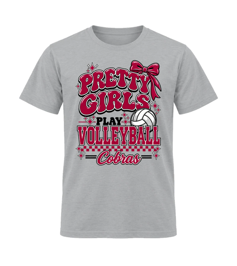 front view of Pretty Girls Play Volleyball on Sport Gray Gildan 64000 Softstyle Shirt