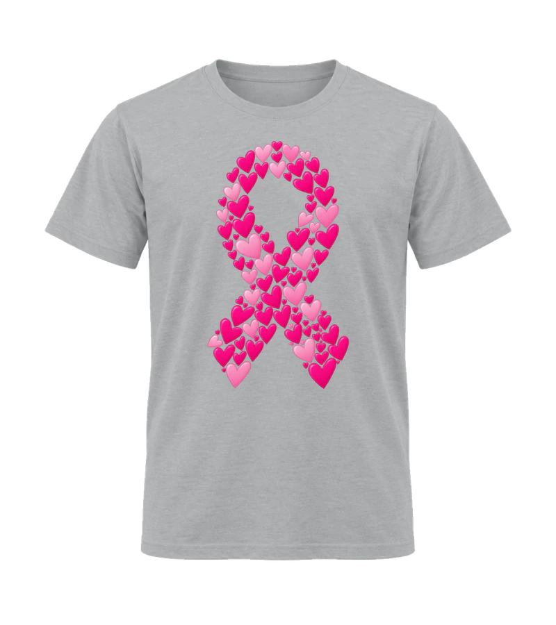 front view of Breast Cancer Flag and Ribbon on Sport Gray Gildan 64000 Softstyle Shirt