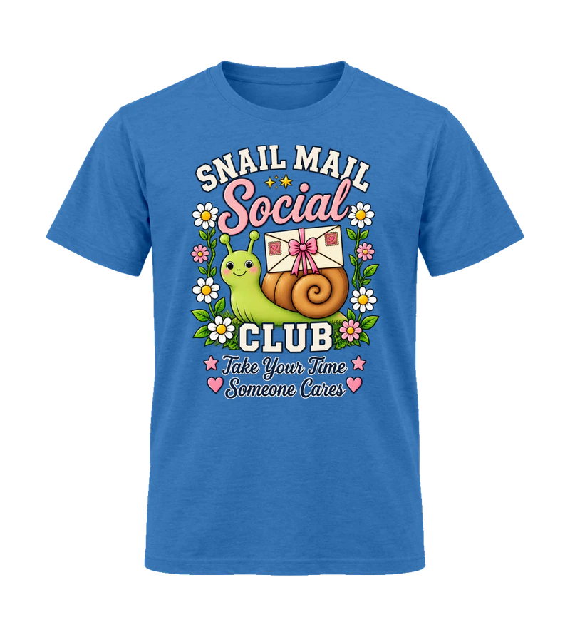 front view of Snail Mail Social Club on Royal Gildan 64000 Softstyle Shirt