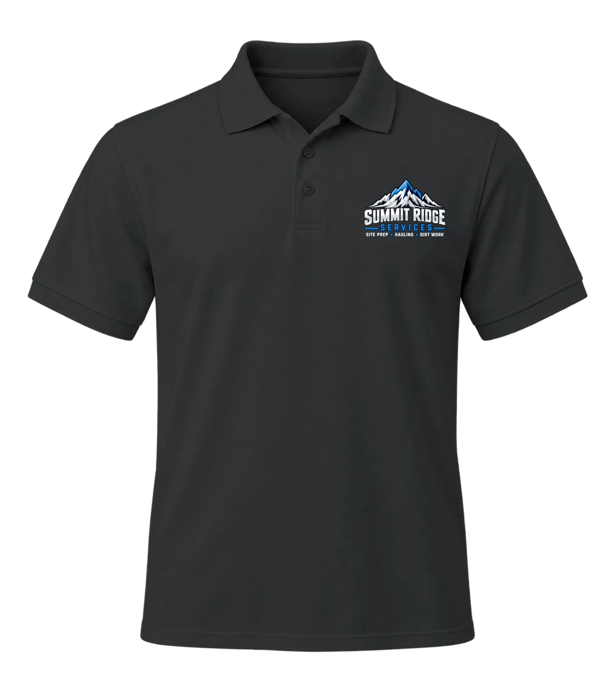 front preview of Summit Ridge Services on Black Collared polo