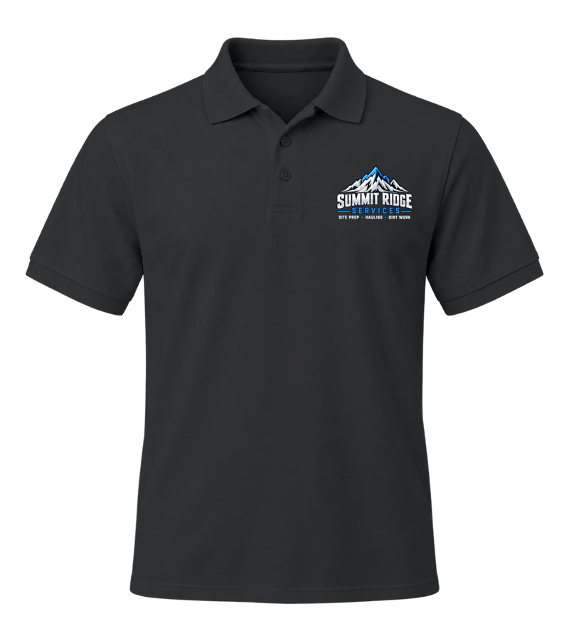 front view of Summit Ridge Services on Black Gildan G880 DryBlend Jersey Polo