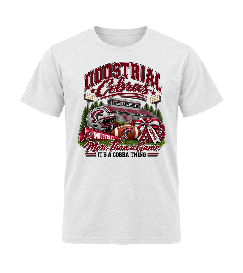 front view of Industrial Cobras More Than A Game on White Gildan 64000 Softstyle Shirt