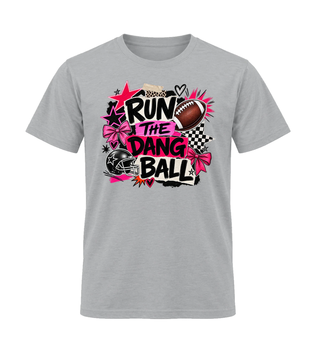 front preview of Run The Dang Ball on Sport Gray T-shirt