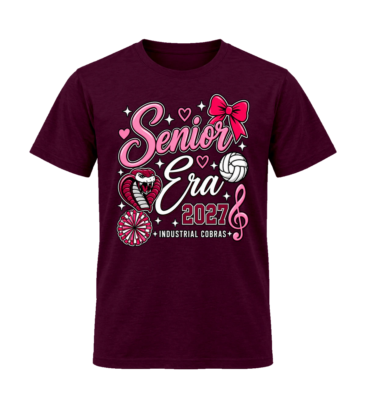front preview of Senior Era Activities on Maroon T-shirt