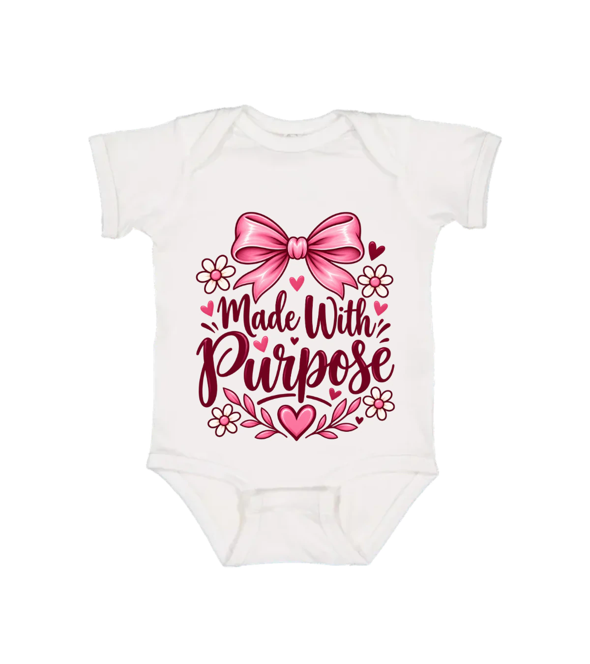 front preview of Made With Purpose Onesie on White Infant bodysuit