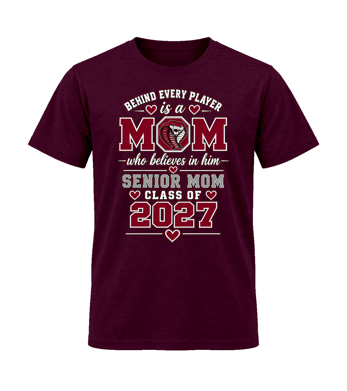 front preview of Senior Mom: Friday Night on Maroon T-shirt