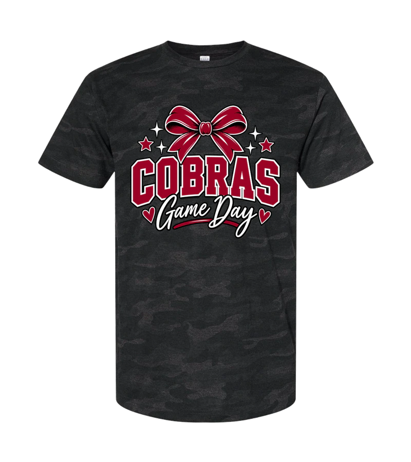 front view of Cobras Game Day on Storm Camo LAT 6901 Unisex Fine Jersey T-Shirt
