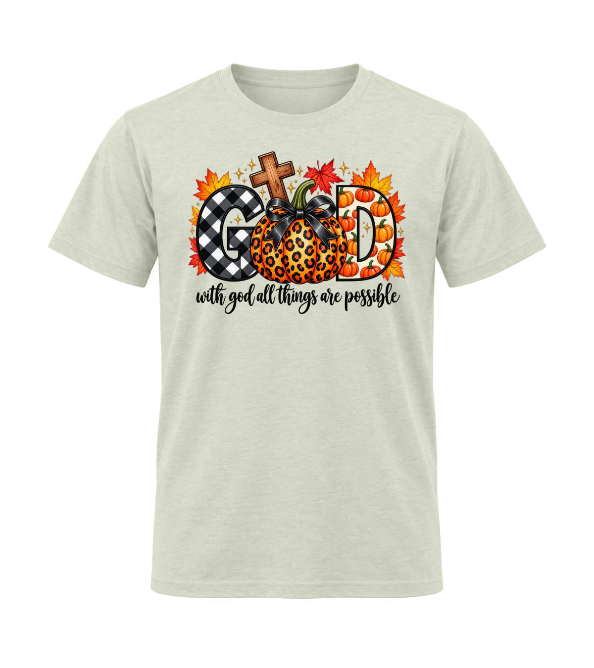 front preview of With God All Things Are Possible on Natural T-shirt