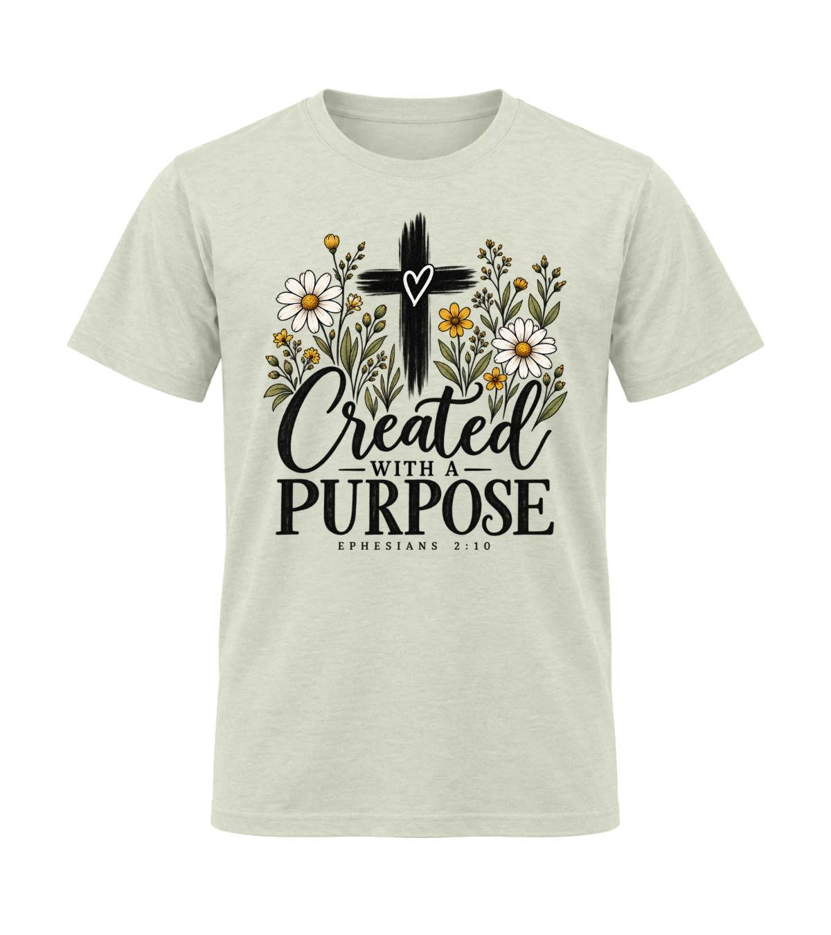 front preview of Created With A Purpose on Natural T-shirt