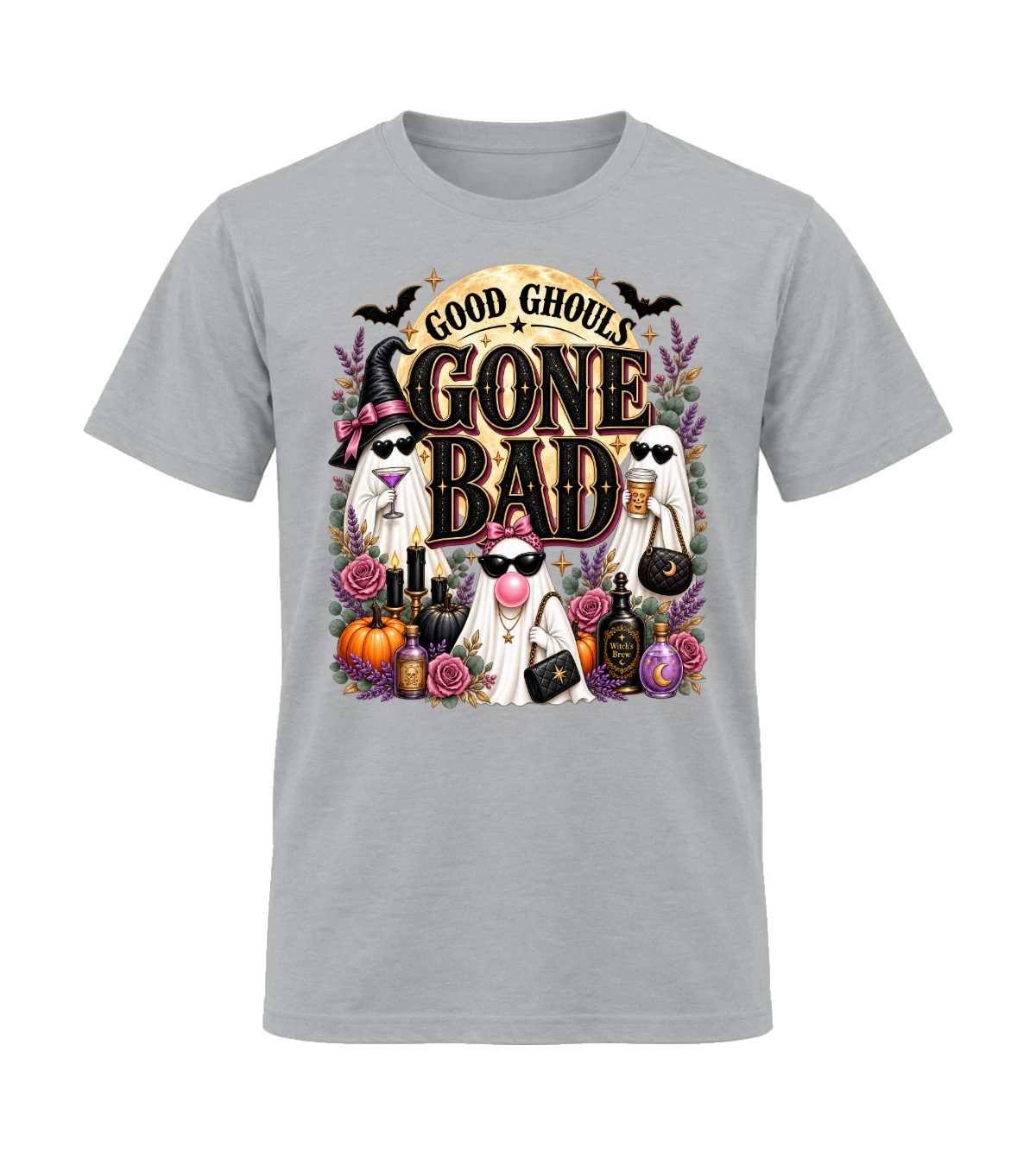 front preview of Good Ghouls Gone Bad on Sport Gray T-shirt