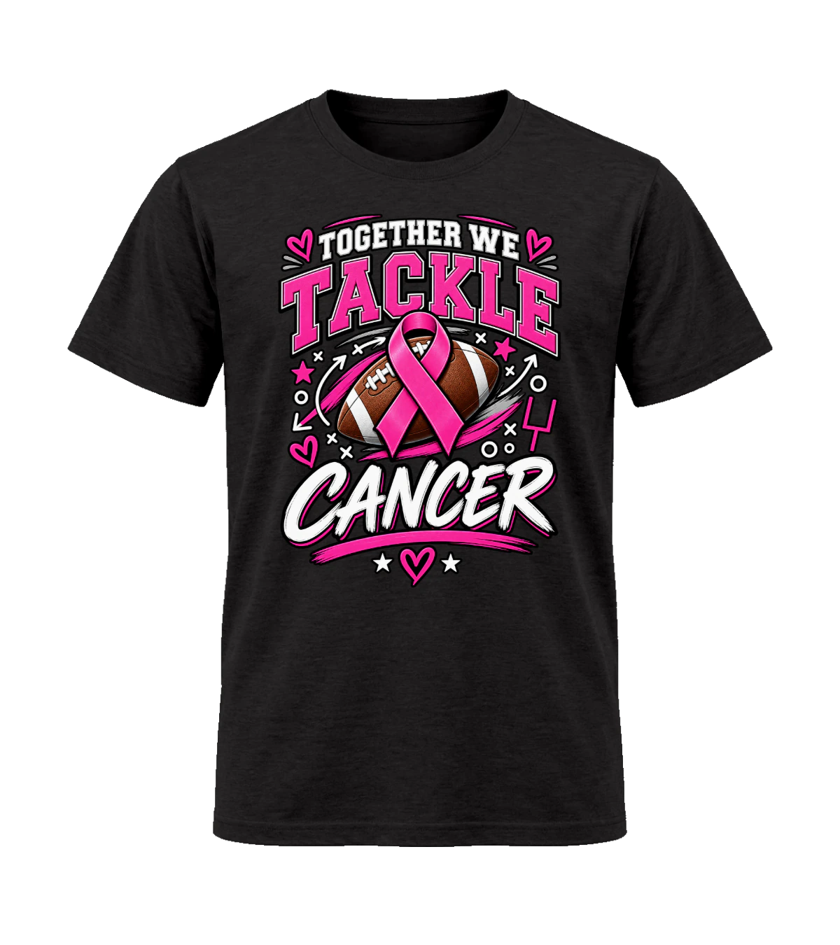 front preview of Together We Tackle Cancer on Black T-shirt