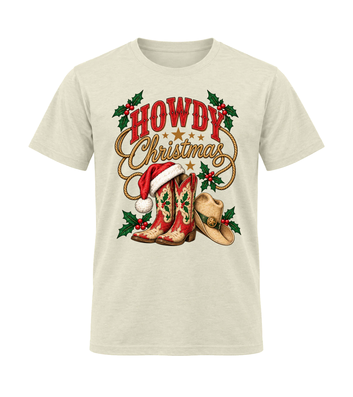 front preview of Howdy Christmas on Off White T-shirt