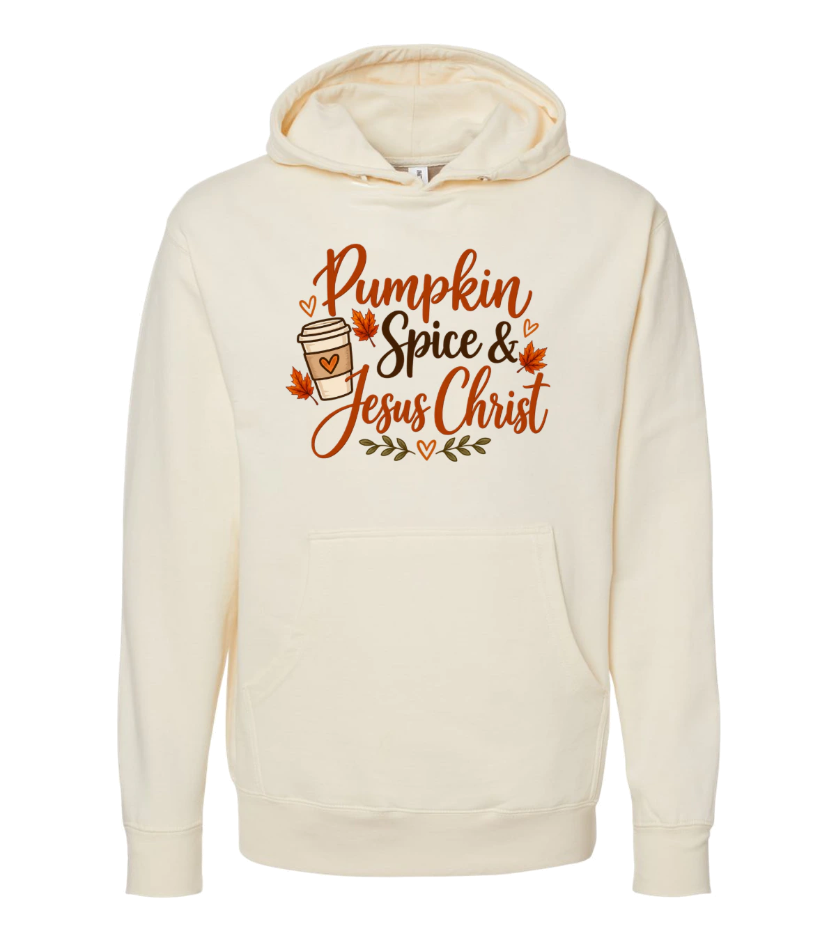 front preview of Pumpkin Spice & Jesus Christ on Bone Hoodie