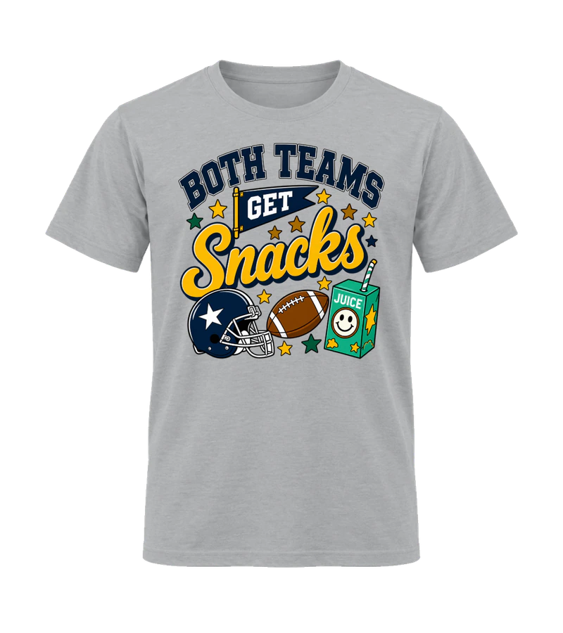 front view of Both Teams Get Snacks on Sport Gray Gildan 64000 Softstyle Shirt