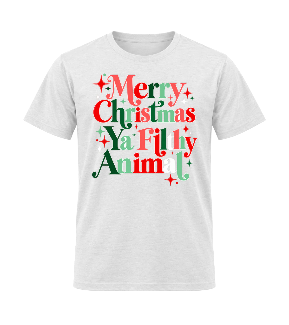 front preview of Merry Christmas Ya Filthy Animal on White T-shirt