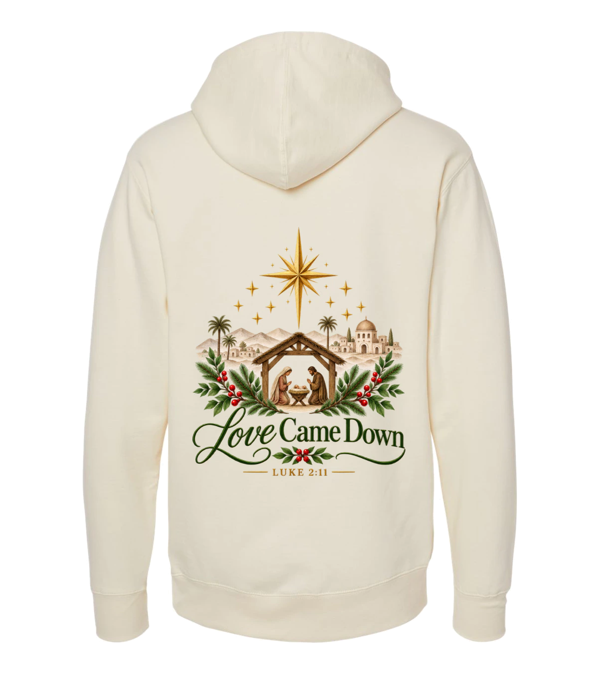 back preview of Love Came Down on Bone Hoodie
