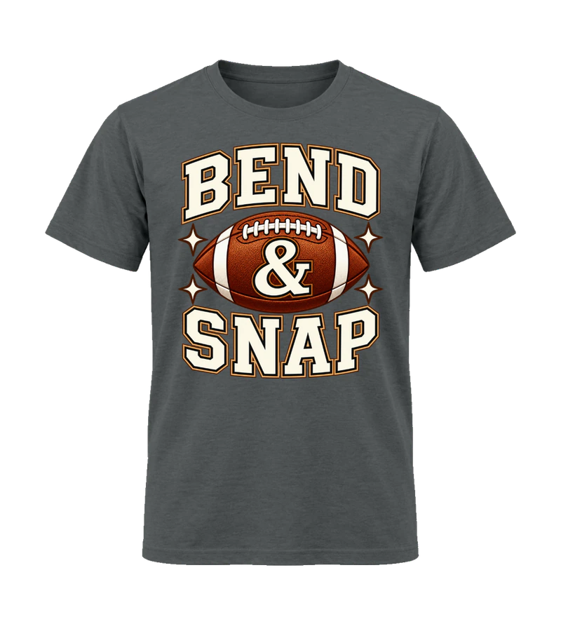front view of Bend And Snap on Charcoal Gildan 64000 Softstyle Shirt